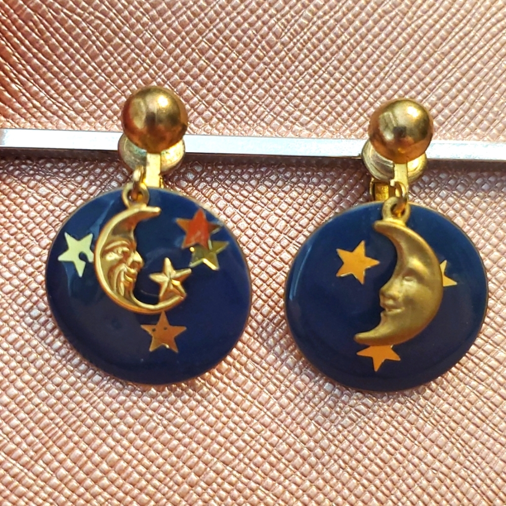 Vintage moon/star earrings